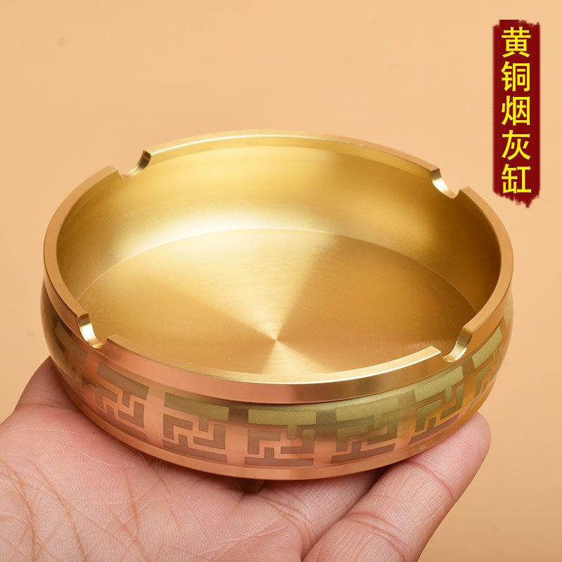 Brass Ashtray Large Baifu Ashtray Home Living Room Decoration Crafts Decoration Five Tigers Blessing Small Goods - Image 4